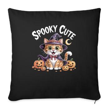 Chat sorcière mignon - Chemise d’Halloween mignonne effrayante - Housse de coussin décorative 45 x 45 cm - noir - Devant