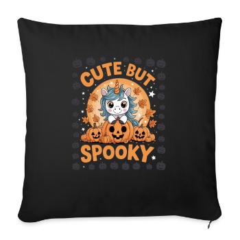 Chemise de licorne d’Halloween mignonne - Mignon mais effrayant - Housse de coussin décorative 45 x 45 cm - noir - Devant