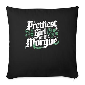 Jolie fille – Chemise gothique sarcastique - Housse de coussin décorative 45 x 45 cm - noir - Devant