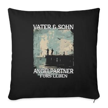 Père et fils en tant que partenaires de pêche - Housse de coussin décorative 45 x 45 cm - noir - Devant
