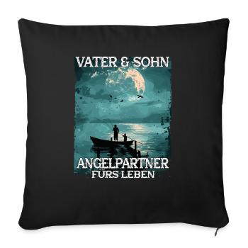 Père et fils en tant que partenaires de pêche - Housse de coussin décorative 45 x 45 cm - noir - Devant