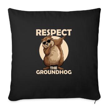 Respecter l’animal rongeur marmotte - Housse de coussin décorative 45 x 45 cm - noir - Devant