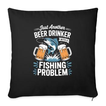 Pêche et dicton de bière - Housse de coussin décorative 45 x 45 cm - noir - Devant