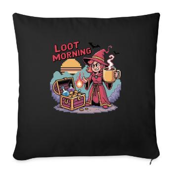 Coffee Mug Sorceress Loot Morning Gamer Girl - Sofa pillowcase 17,3'' x 17,3'' (45 x 45 cm) - black - Front