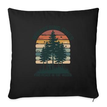 Whispering Pines - Trouvez la paix dans les bois Nature - Housse de coussin décorative 45 x 45 cm - noir - Devant