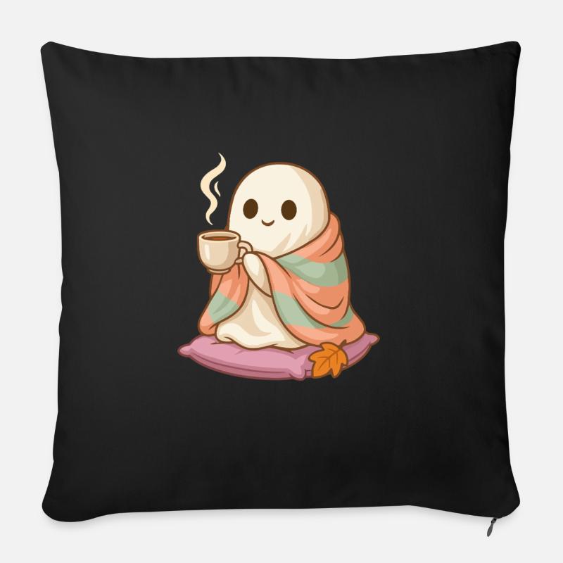 Süßes Cozy Geist Halloween Design - Sofakissenbezug 45 x 45 cm - Schwarz