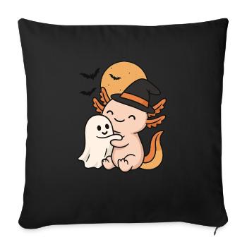 Axolotl Câlin Fantôme Halloween - Housse de coussin décorative 45 x 45 cm - noir - Devant
