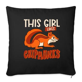 Fille aime l'écureuil animal de la forêt des - Housse de coussin décorative 45 x 45 cm - noir - Devant