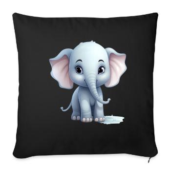 Bébé éléphant mignon - Housse de coussin décorative 45 x 45 cm - noir - Devant