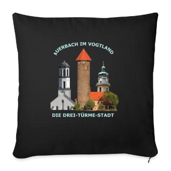 Drei Türme Stadt Auerbach - Sofakissenbezug 45 x 45 cm - Schwarz - Vorne