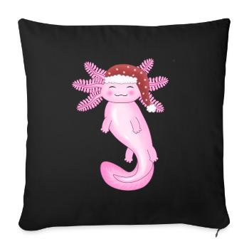 Süßer Weihnachts-Axolotl - Sofakissenbezug 45 x 45 cm - Schwarz - Vorne