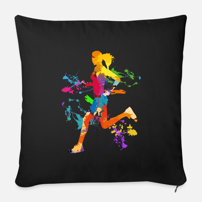 Running Woman, Sport, Idee, Geschenk, Cool - Sofakissenbezug 45 x 45 cm - Schwarz