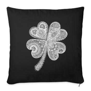 Trèfle blanc - Housse de coussin décorative 45 x 45 cm - noir - Devant