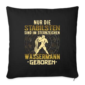 Sternzeichen stabil Wassermann Geschenk - Sofakissenbezug 45 x 45 cm - Schwarz - Vorne