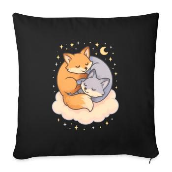 Cuddling Foxes Kawaii - Sofa pillowcase 17,3'' x 17,3'' (45 x 45 cm) - black - Front