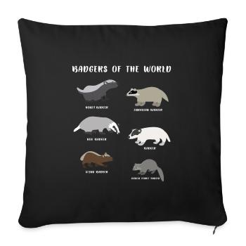 Badgers Of The World - Sofa pillowcase 17,3'' x 17,3'' (45 x 45 cm) - black - Front