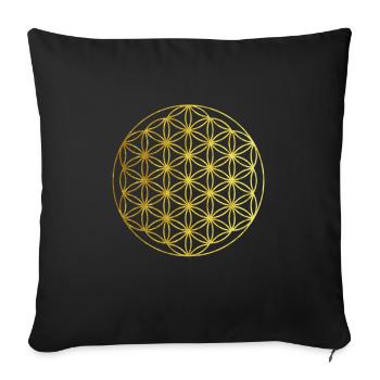 Idée de cadeau de yoga de fleur de vie or - Housse de coussin décorative 45 x 45 cm - noir - Devant