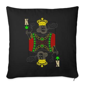 Cannabis reggae king playing card - Sofa pillowcase 17,3'' x 17,3'' (45 x 45 cm) - black - Front
