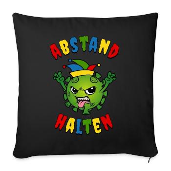 Fasching Karneval Corona Virus Abstand halten - Sofakissenbezug 45 x 45 cm - Schwarz - Vorne
