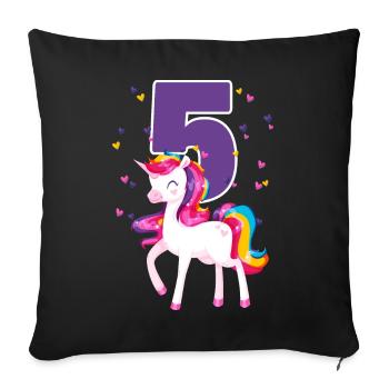 5th Birthday Girl Unicorn 5 Years Gift - Sofa pillowcase 17,3'' x 17,3'' (45 x 45 cm) - black - Front