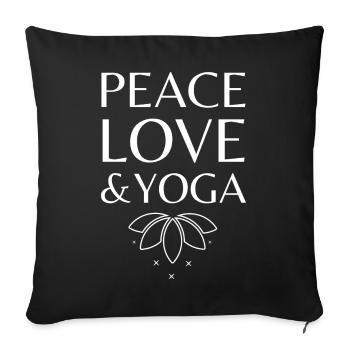 Peace Love and Yoga - Sofa pillowcase 17,3'' x 17,3'' (45 x 45 cm) - black - Front
