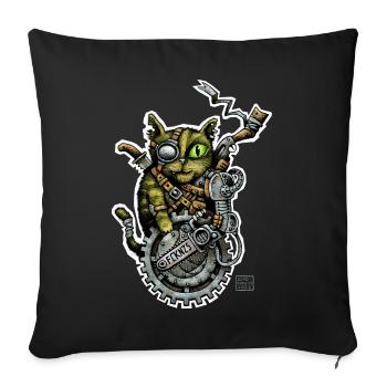 STEAMCATPUNX 01 - Sofakissenbezug 45 x 45 cm - Schwarz - Vorne