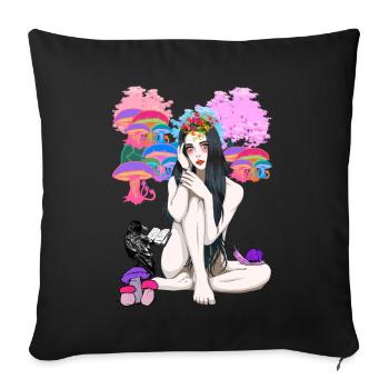 erotisch spirituell okkult Ritual Magie nackte Fee - Sofakissenbezug 45 x 45 cm - Schwarz - Vorne