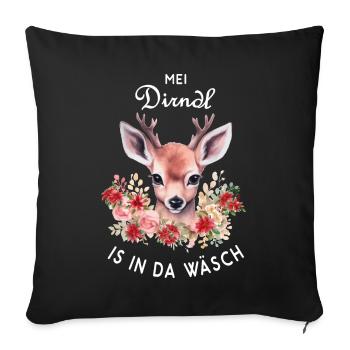 Mei Dirndl is in da Wäsch Hirschgeweih - Housse de coussin décorative 45 x 45 cm - noir - Devant