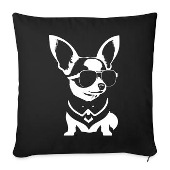 Funny Chihuahua wearing Sunglasses Chihuahuas - Sofa pillowcase 17,3'' x 17,3'' (45 x 45 cm) - black - Front