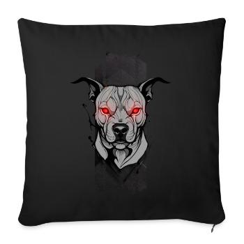 Inferno Guardian: PitBull's Crimson Gaze - Sofa pillowcase 17,3'' x 17,3'' (45 x 45 cm) - black - Front