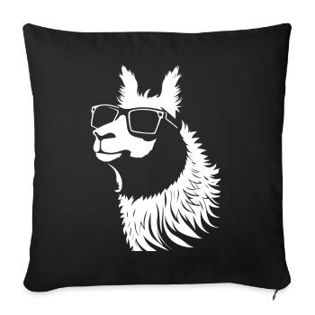 Drôle d’alpaga portant des lunettes de soleil cool alpagas - Housse de coussin décorative 45 x 45 cm - noir - Devant