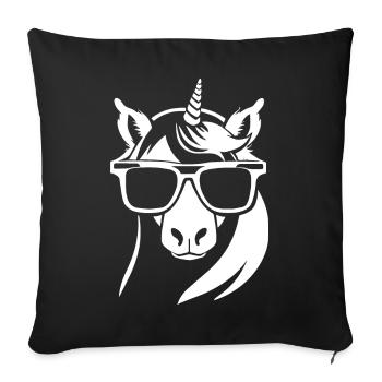 Licornes drôles portant des lunettes de soleil Licorne cool - Housse de coussin décorative 45 x 45 cm - noir - Devant