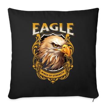 eagle, eagle head, bird of prey, bird of prey, animal, nature - Sofa pillowcase 17,3'' x 17,3'' (45 x 45 cm) - black - Front