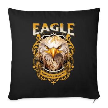 eagle, eagle head, bird of prey, bird of prey, animal, nature - Sofa pillowcase 17,3'' x 17,3'' (45 x 45 cm) - black - Front