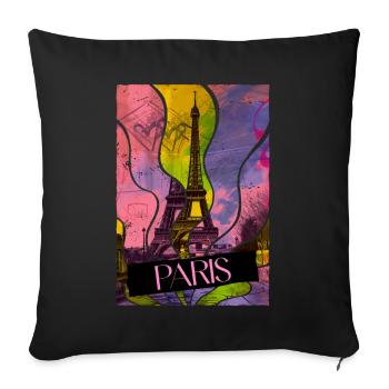 Paris, France, City, Skyline, Eiffel Tower, Colorful - Sofa pillowcase 17,3'' x 17,3'' (45 x 45 cm) - black - Front