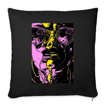 Frau Sonnenbrille Kunst Mode Modern Trend Bunt - Sofakissenbezug 45 x 45 cm - Schwarz - Vorne