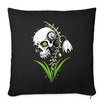 Crâne de perce-neige / Totenkopf Schneeglöckchen FS0141 - Housse de coussin décorative 45 x 45 cm - noir - Devant