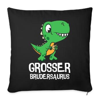 Je vais être un grand frère Frère Saurus Dino - Housse de coussin décorative 45 x 45 cm - noir - Devant