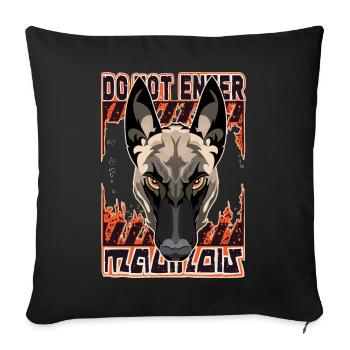 Malinois danger - Sofa pillowcase 17,3'' x 17,3'' (45 x 45 cm) - black - Front