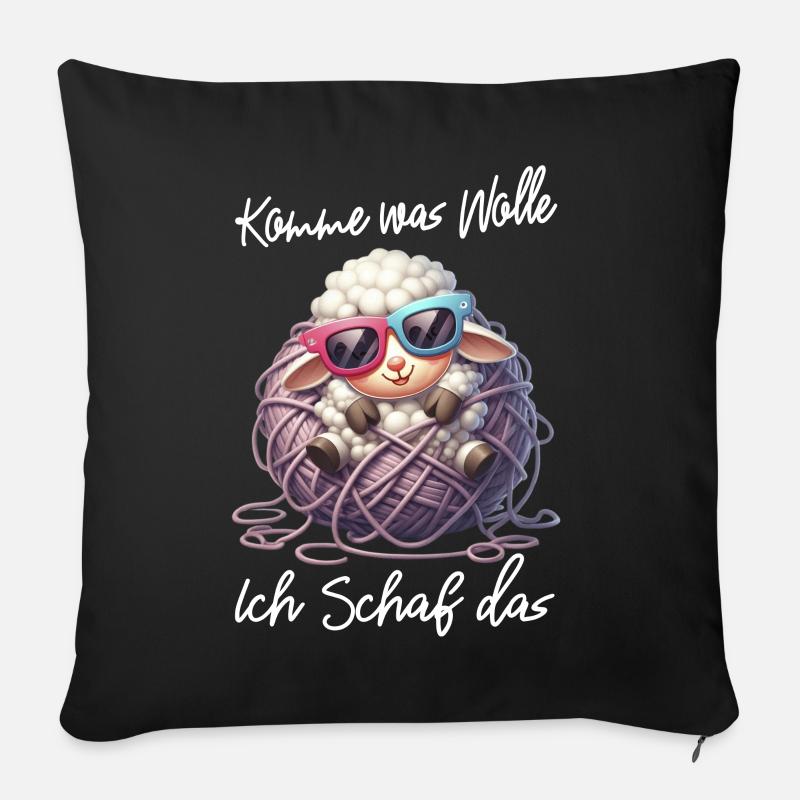 komme was wolle Schaf Wortspiel lustiger Spruch - Sofakissenbezug 45 x 45 cm - Schwarz