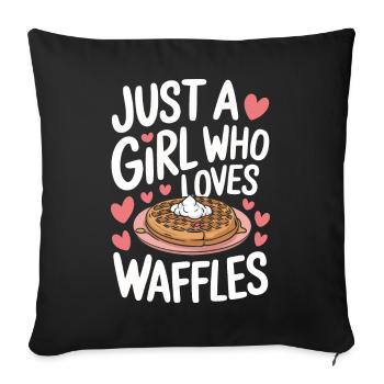 Waffeln Frühstück Süßigkeiten - Sofakissenbezug 45 x 45 cm - Schwarz - Vorne