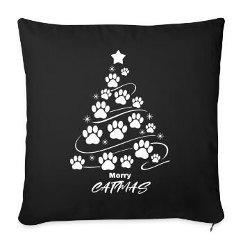 Merry Catmas Christmas Paws Christmas Tree Cute - Sofa pillowcase 17,3'' x 17,3'' (45 x 45 cm) - black - Front