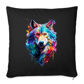 Afrikanischer Wildhund - Sofakissenbezug 45 x 45 cm - Schwarz - Vorne