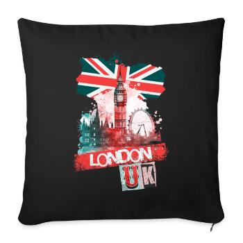 London England Stadt Skyline Big Ben Bunt Splash - Sofakissenbezug 45 x 45 cm - Schwarz - Vorne