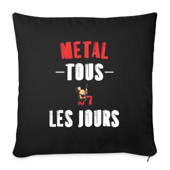 Metal tous les jours t-shirt homme musique - Housse de coussin décorative 45 x 45 cm - noir - Devant