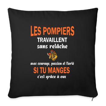Les pompiers travaillent sans relâche t-shirt - Housse de coussin décorative 45 x 45 cm - noir - Devant