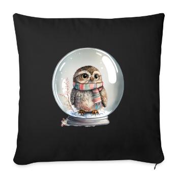 Cute Owl Glass Ball Water Filled Baby T-Shirt - Sofa pillowcase 17,3'' x 17,3'' (45 x 45 cm) - black - Front