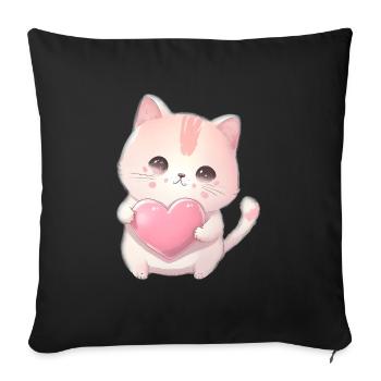 Mignon bébé chat maman enfants T-shirt - Housse de coussin décorative 45 x 45 cm - noir - Devant