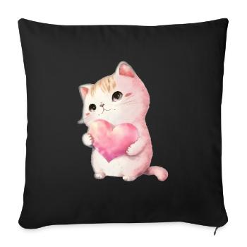 Mignon bébé chat maman enfants T-shirt - Housse de coussin décorative 45 x 45 cm - noir - Devant