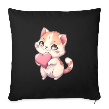 Mignon bébé chat maman enfants T-shirt - Housse de coussin décorative 45 x 45 cm - noir - Devant